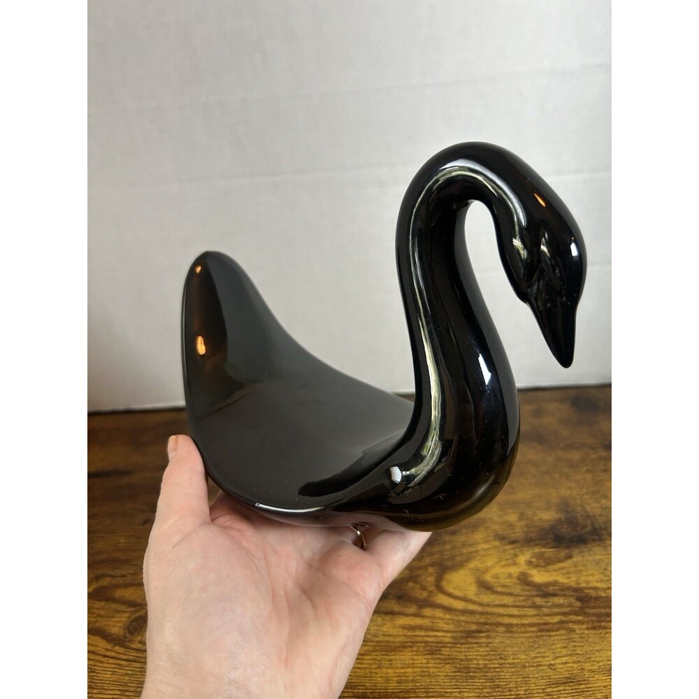 Vintage Black Ceramic Swan Hand Towel Hand Cloth Holder Bathroom Decor 6” Towel - Picture 11 of 11
